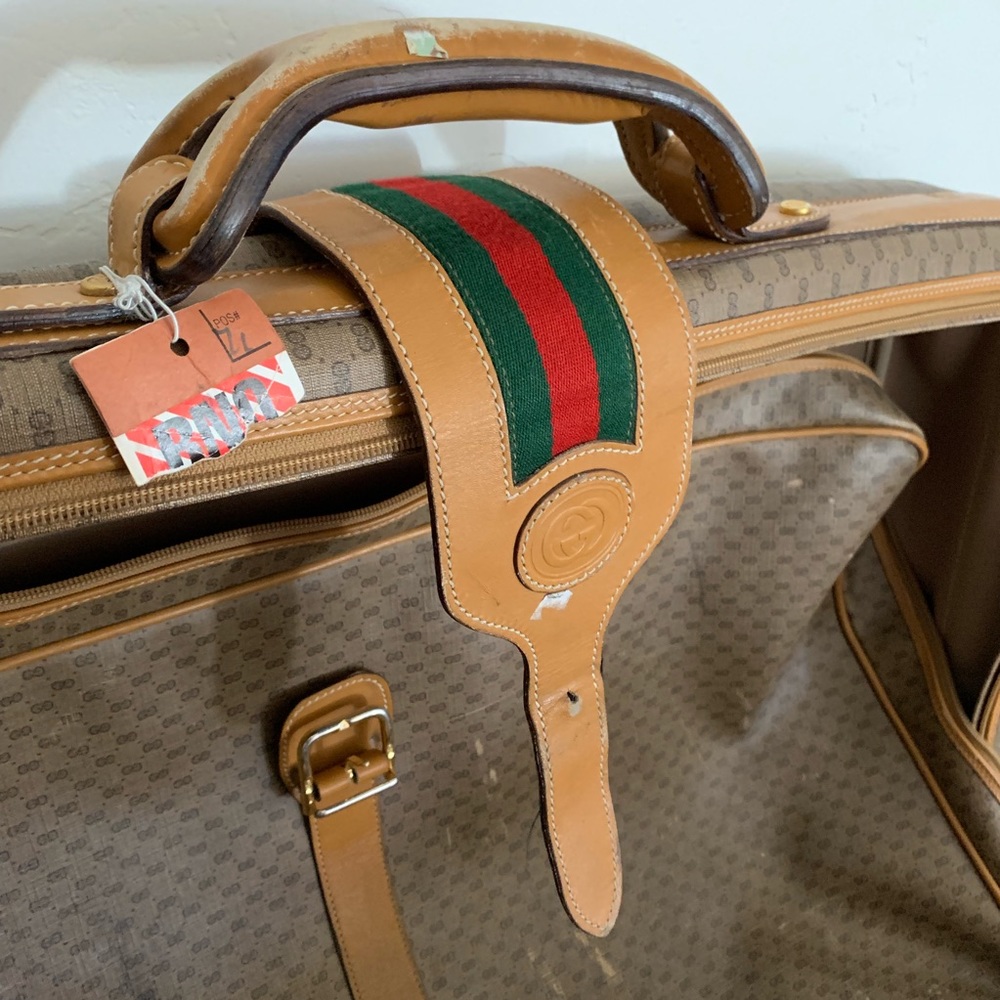 Vintage Gucci Fabric and Leather Travel Luggage.